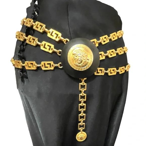 Gianna Versace Greek Key Bondage Collection Chain Medusa Belt - Picture 1 of 16